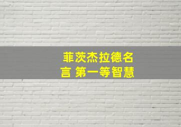 菲茨杰拉德名言 第一等智慧